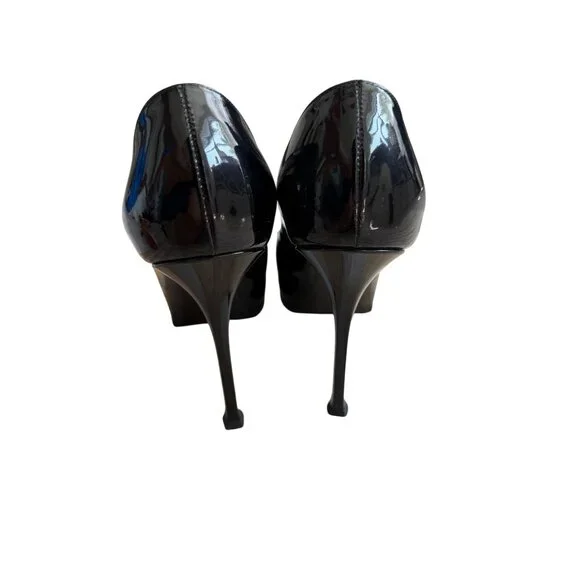 SAINT LAURENT Tribtoo Black Patent Leather Platform Heels Size 40.5 / US 10.5 - Picture 8 of 11